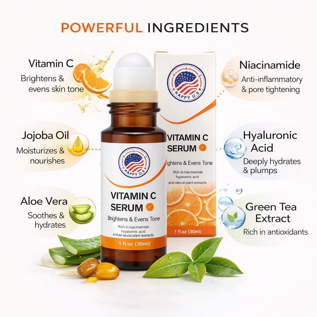 Vitamin C Roll-On Serum with Hyaluronic Acid & Niacinamide, 1 fl oz