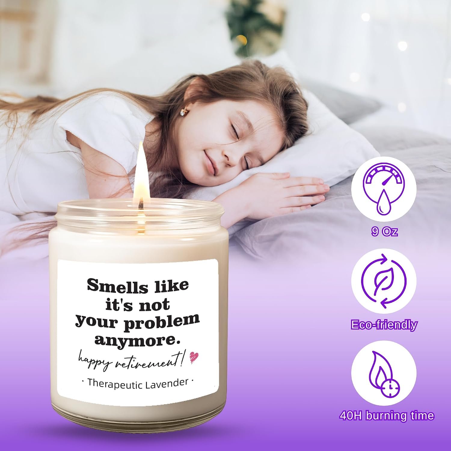 Lavender Soy Message Candle, 9 oz – Happy Retirement