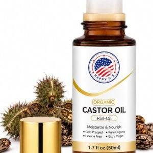 Organic Castor Oil Roll-On with Rose Quartz Roller, 1.7 fl oz