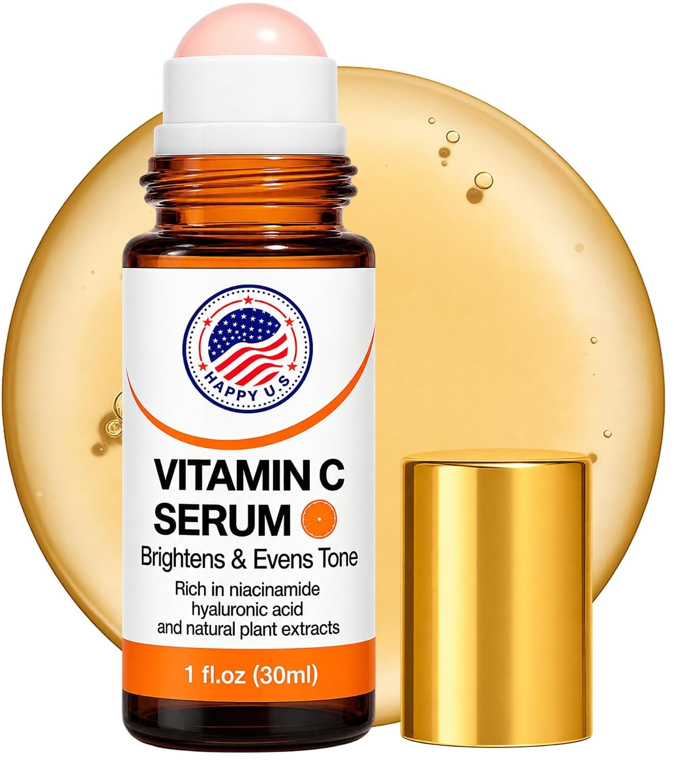 Vitamin C Roll-On Serum with Hyaluronic Acid & Niacinamide, 1 fl oz